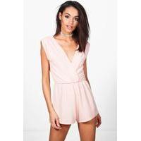 pleated shoulder playsuit blush