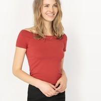 Plain Cold Shoulder T-Shirt