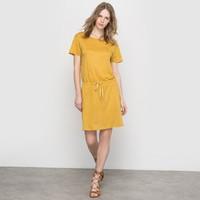 Plain Linen Dress with Round Neck