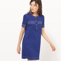 Plain Short-Sleeved Denim Dress