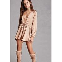 Plunging V-Neck Satin Playsuit