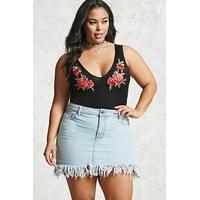 plus size frayed denim skirt