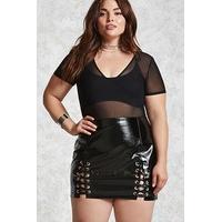 Plus Size Faux Leather Skirt