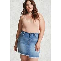 Plus Size Denim Mini Skirt