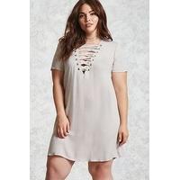 Plus Size Lace-Up Shift Dress