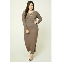 Plus Size Lace-Up Front Dress