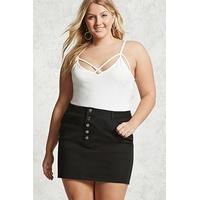 Plus Size Button Mini Skirt