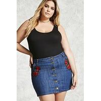 plus size floral denim skirt