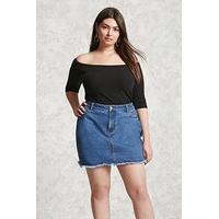 Plus Size Denim Mini Skirt