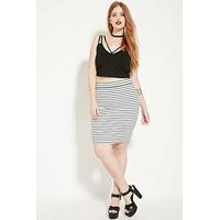 Plus Size Striped Pencil Skirt