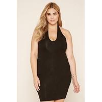 Plus Size Ruched Halter Dress