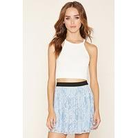 Pleated Lace Mini Skirt