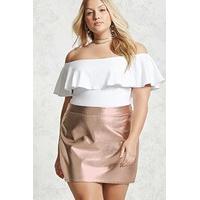 Plus Size Metallic Mini Skirt