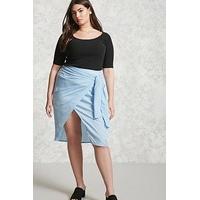 Plus Size Pinstripe Wrap Skirt