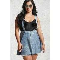 plus size denim suspender dress