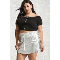 Plus Size Metallic Mini Skirt