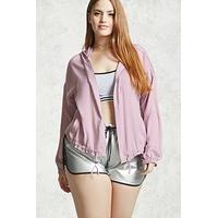 plus size hooded satin jacket