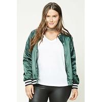 plus size satin baseball jacket