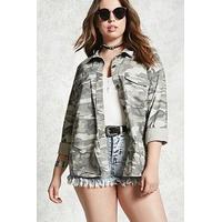 plus size camo utility jacket