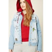 Plus Size Denim Patch Jacket