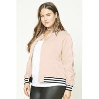 plus size satin baseball jacket