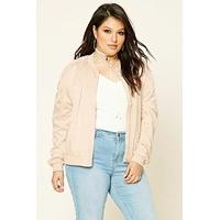 Plus Size Satin Bomber Jacket