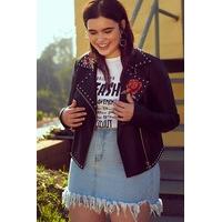 plus size floral moto jacket