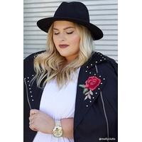 Plus Size Floral Moto Jacket