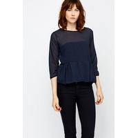 Pleated Hem Dotted Blouse