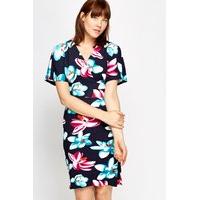 Pleated Waist Floral Dress