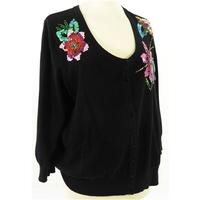 Planet Size 18 Black Cardigan with Sequin and Bead Embroidery