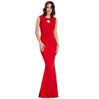 Pleated Keyhole Maxi Dress - Red