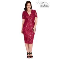 Plus Size Sequin Lace Midi Dress - Wine