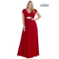 plus size jewelled waist maxi dress red