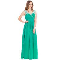 pleated chiffon maxi dress green