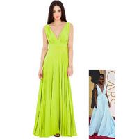 Pleated Oscar Dress in the style of Lupita Nyong\'o - Lime