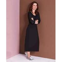 Plain Black Jersey Midi Dress - L45