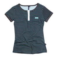 PLAIN LAZY NAVY STRIPE PLACKET LONG T SHIRT