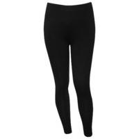 Plus ladies classic plain black basic cotton rich stretch jersey full length leggings - Black