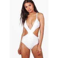 Plunge Wrap Swimsuit - white