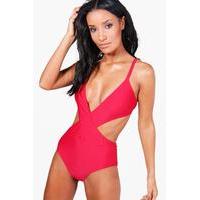 plunge wrap swimsuit red