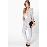 Pleat Front Pocket Crepe Trouser - grey