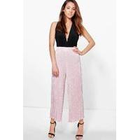 pleated wide leg cropped culottes blush