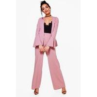 pleat front wide leg trouser mauve