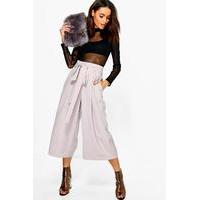 Pleated Waist Wide Leg Culottes - grey