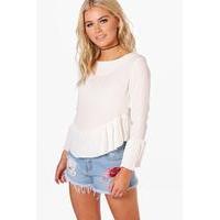 Pleated Hem Blouse - white