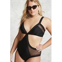 Plus Size Cutout Mesh Swimsuit