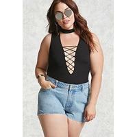 Plus Size Frayed Denim Shorts