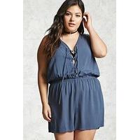 plus size lace up playsuit