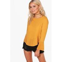 Pleated Hem Blouse - mustard